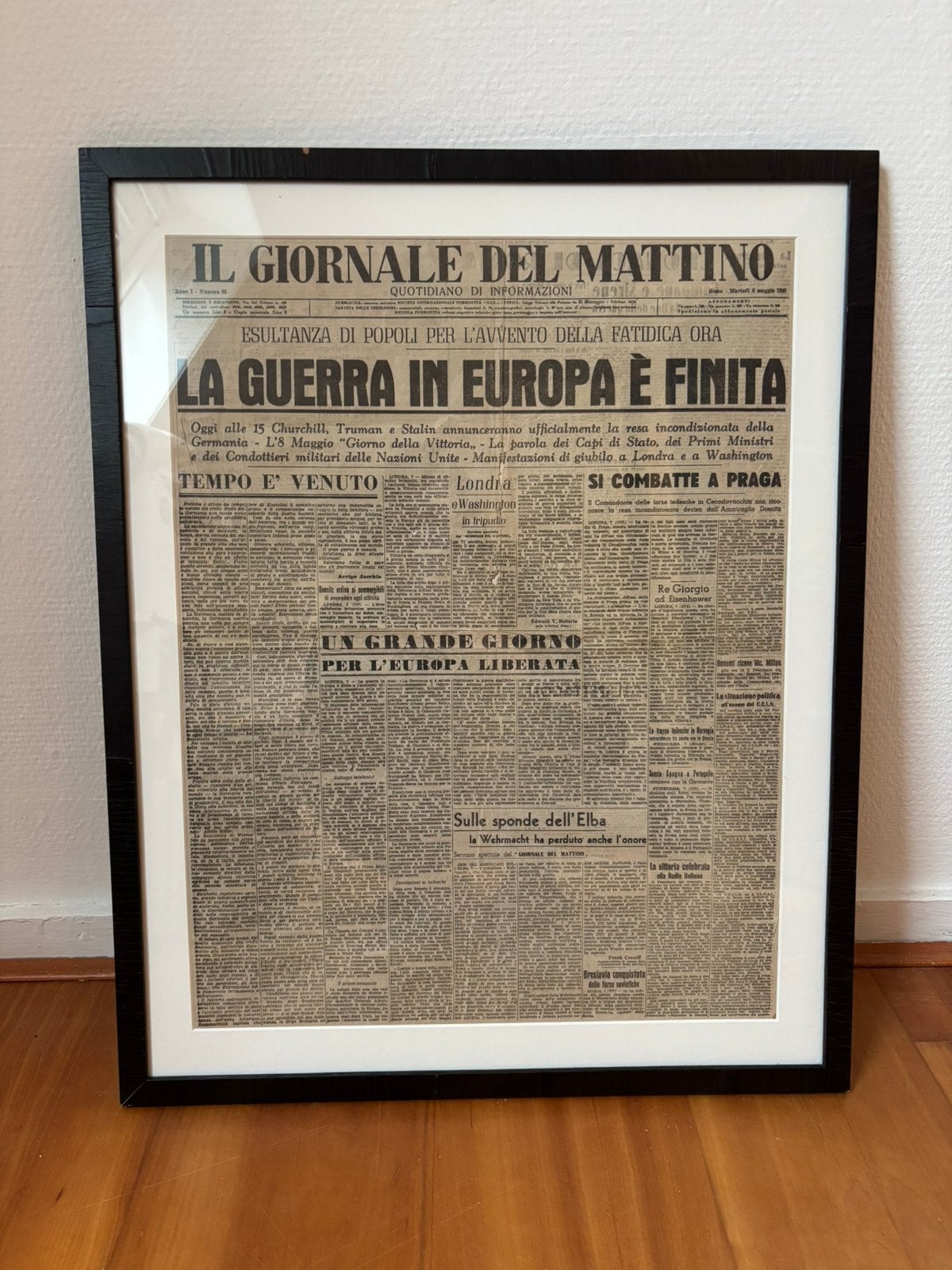 Italiaanse krant 8 mei 1945 ‘de oorlog in Europa is voorbij’, Ophalen