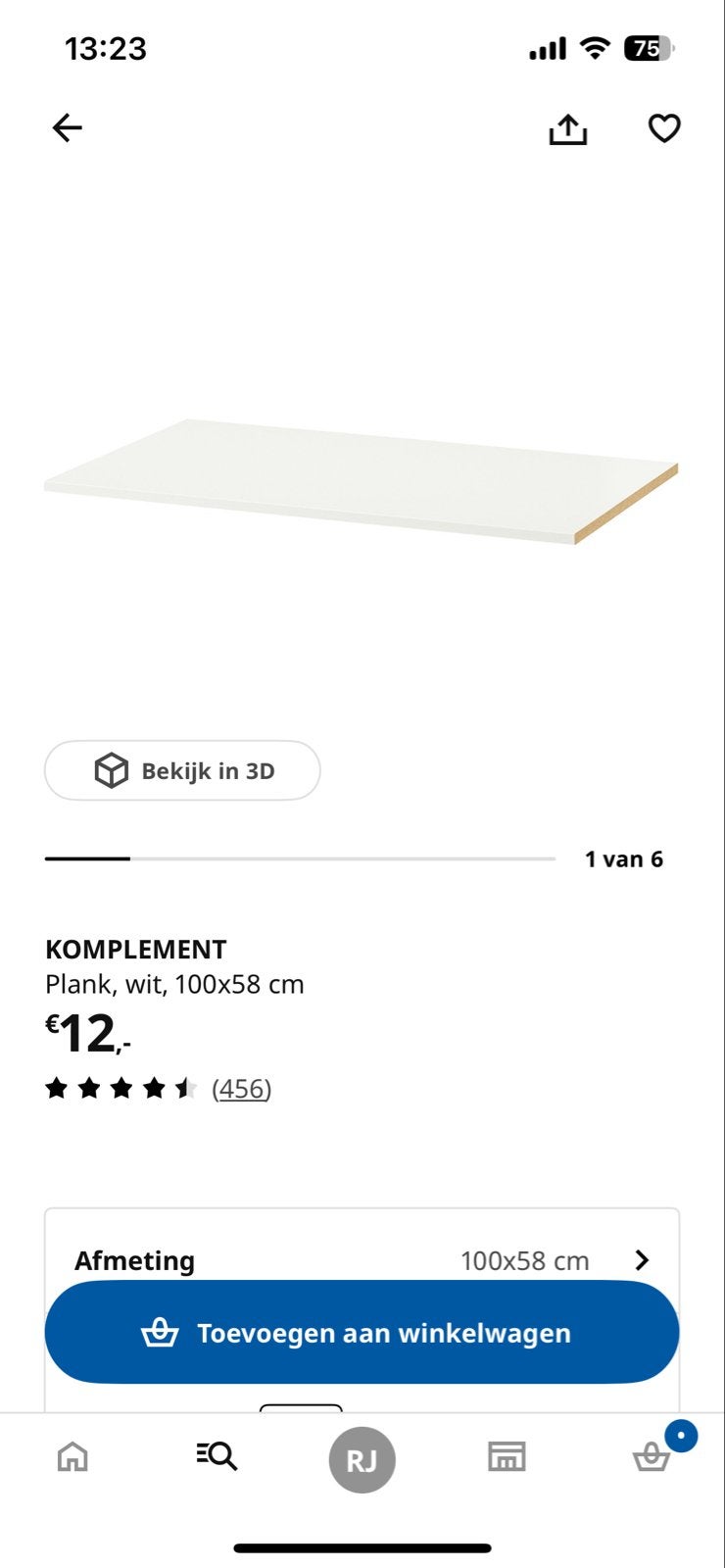 3 IKEA KOMPLEMENT planken wit 100x58 cm, Ophalen, Gebruikt