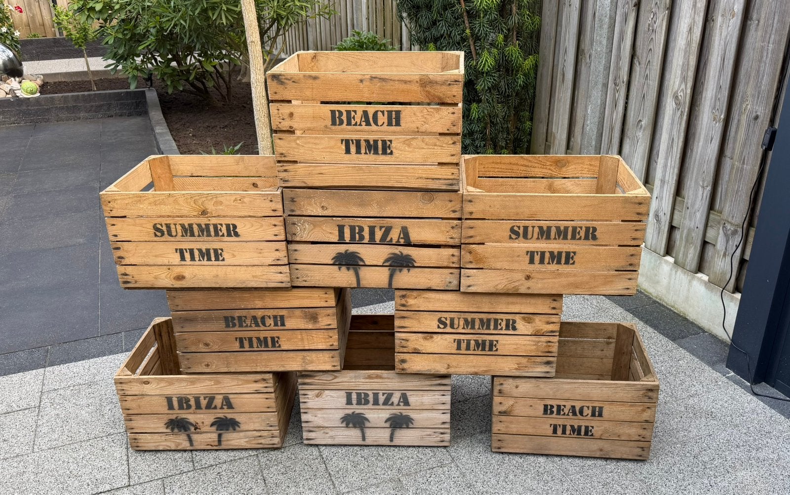 9 fruitkisten met opdruk, Ophalen, Minder dan 50 cm, 50 tot 100 cm, Zo goed als nieuw