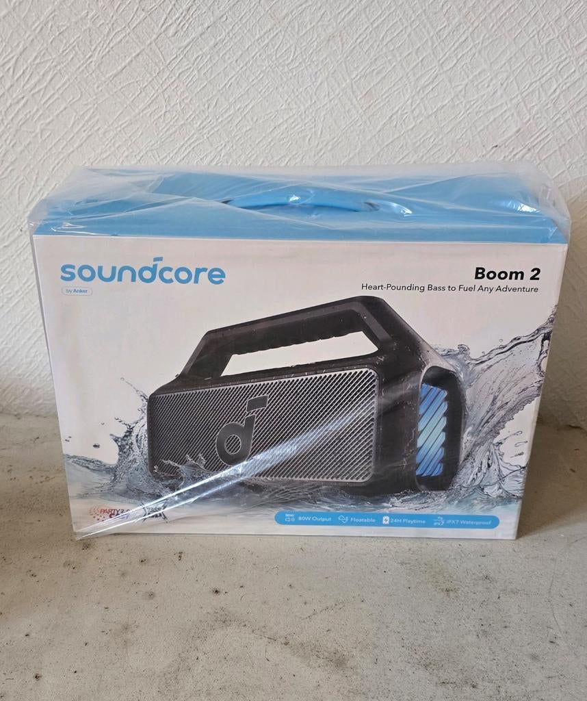 Soundcore Boom 2 Draagbare Bluetooth Speaker Nieuw in Doos, Audio, Tv en Foto, Luidsprekers, Nieuw, Overige typen, 60 tot 120 watt