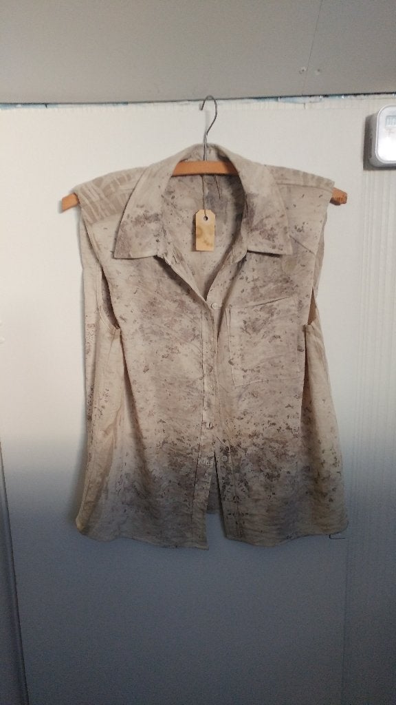 Reworked singlet blouse met schoudervulling XS, Ophalen of Verzenden, Gedragen, Maat 34 (XS) of kleiner
