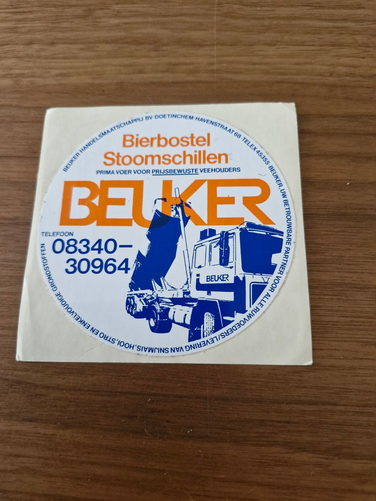 11148 Vintage Beuker Handelsmaatschappij Sticker, Ophalen of Verzenden, Gebruikt, Bedrijf of Vereniging