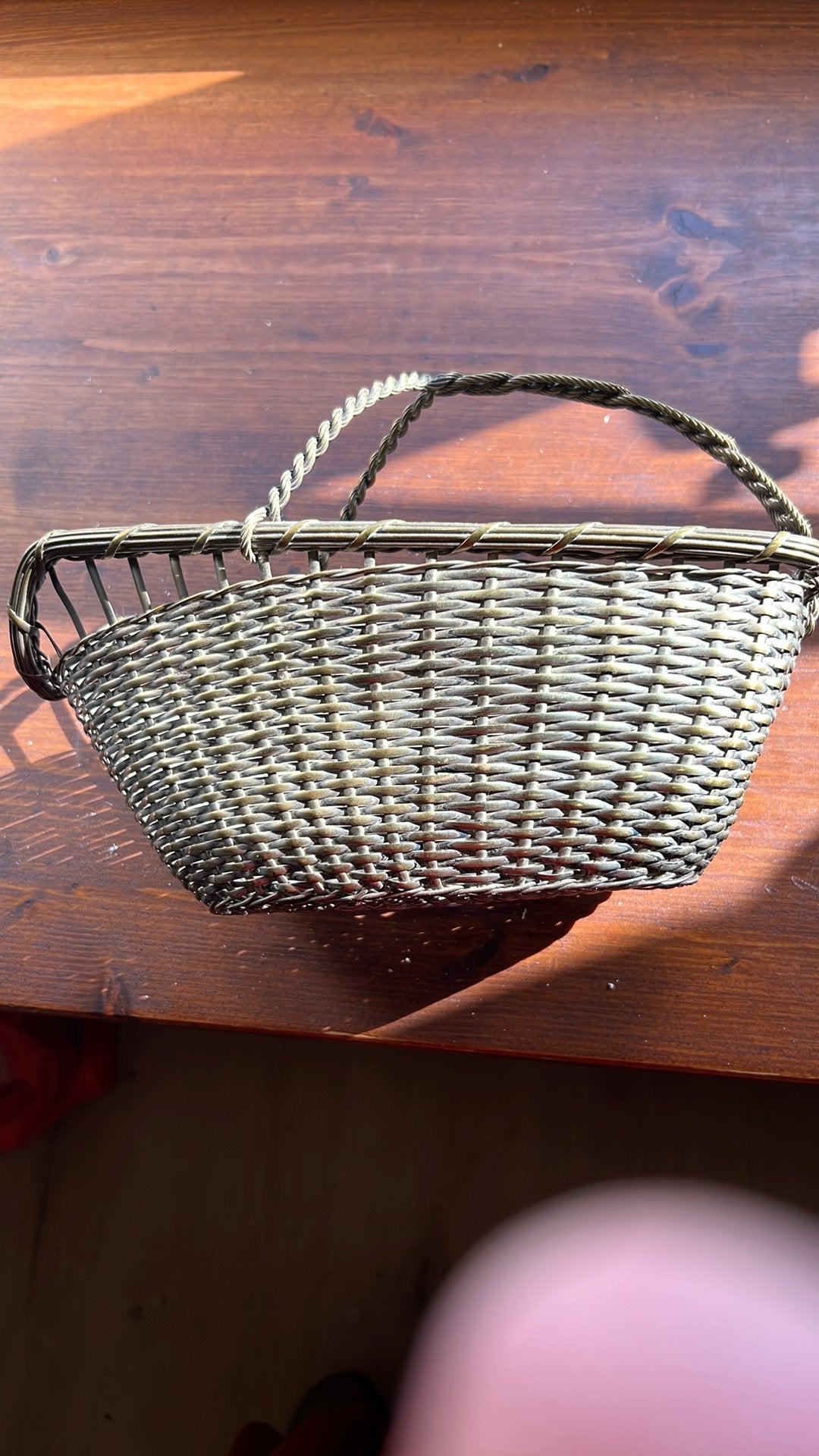 Vintage verzilverde gevlochten wijnhouder, Ophalen of Verzenden, Gebruikt, Overige materialen, Minder dan 5 flessen