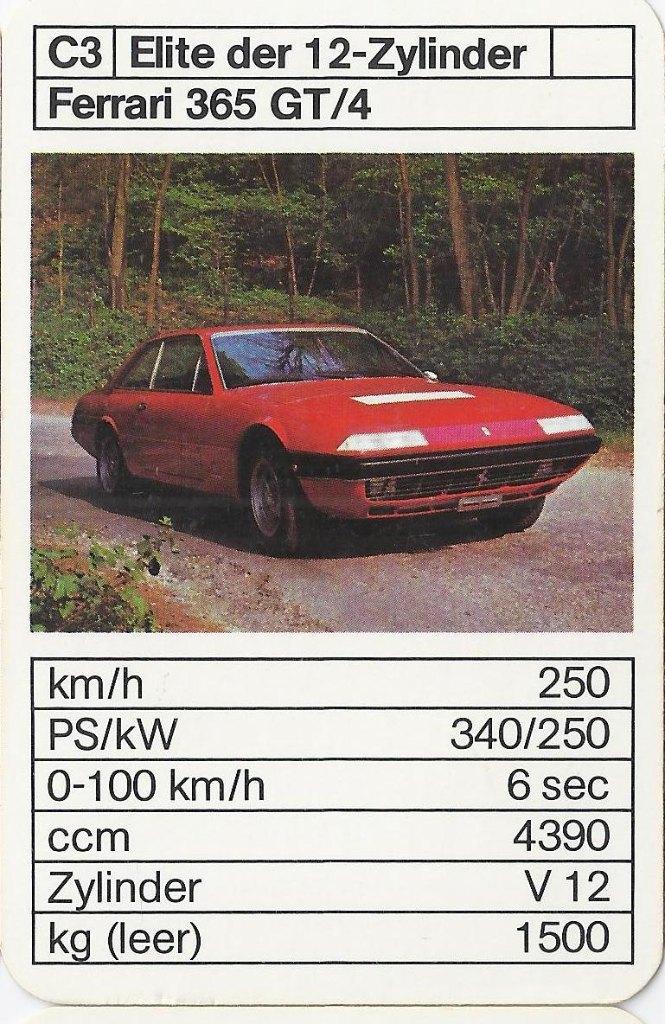 C403 autokaartje ferrari 365 gt/4, Ophalen of Verzenden, Zo goed als nieuw, Auto's