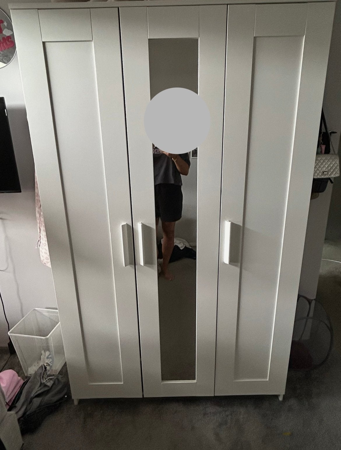 Brimnes Witte kledingkast met spiegeldeur van Ikea, Huis en Inrichting, Kasten | Kledingkasten, Ophalen, Gebruikt, 100 tot 150 cm