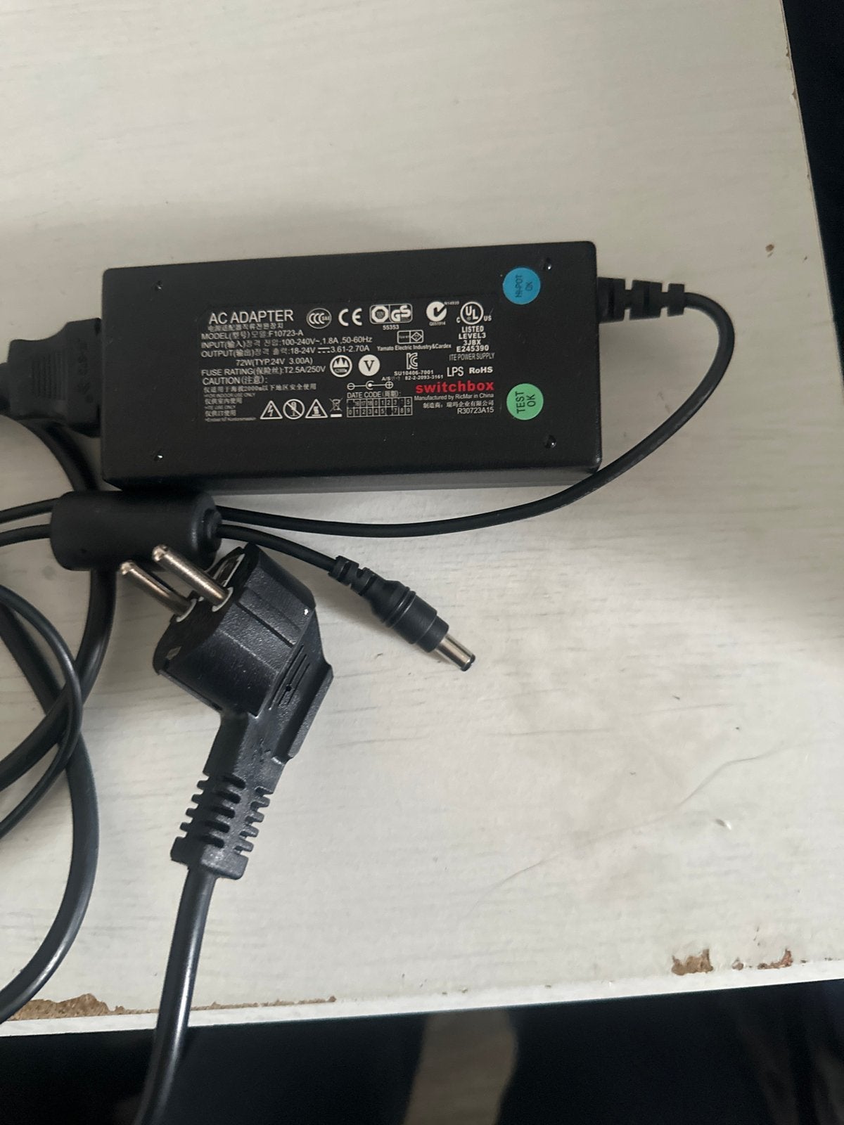AC Adapter 18-24V 3.0A 72W Switchbox, Computers en Software, Pc- en Netwerkkabels, Gebruikt, Ophalen of Verzenden