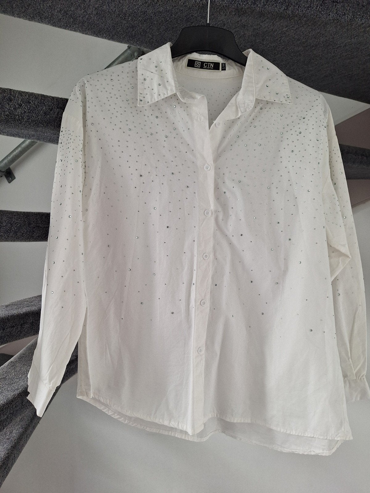 Witte blouse met strass steentjes - CTN Collection, CTN Collection, Wit, Ophalen of Verzenden, Maat 36 (S)