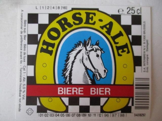bieretiket Belgie 12-4 (12J) piedboeuf, Verzamelen, Biermerken, Ophalen of Verzenden, Gebruikt, Overige typen, Overige merken