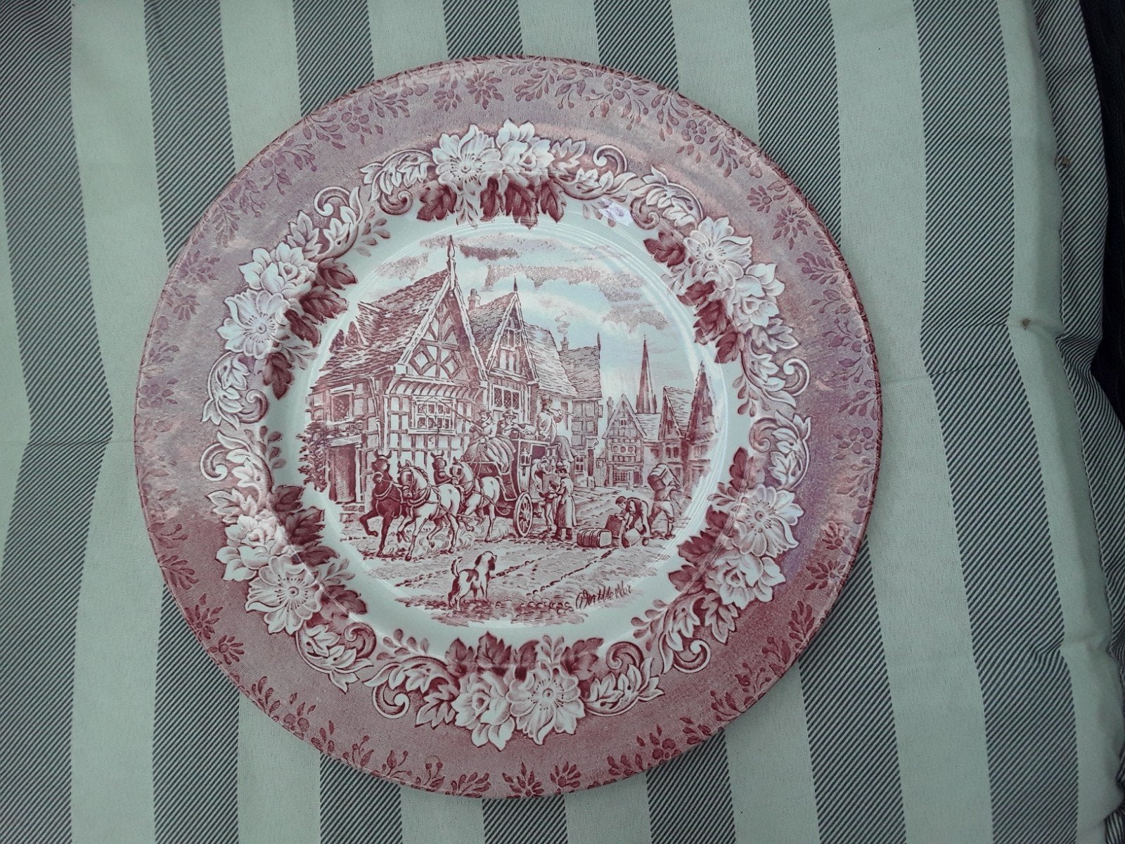 Antiek Dickens Series bord - English Strongstone - 28 cm, Ophalen of Verzenden