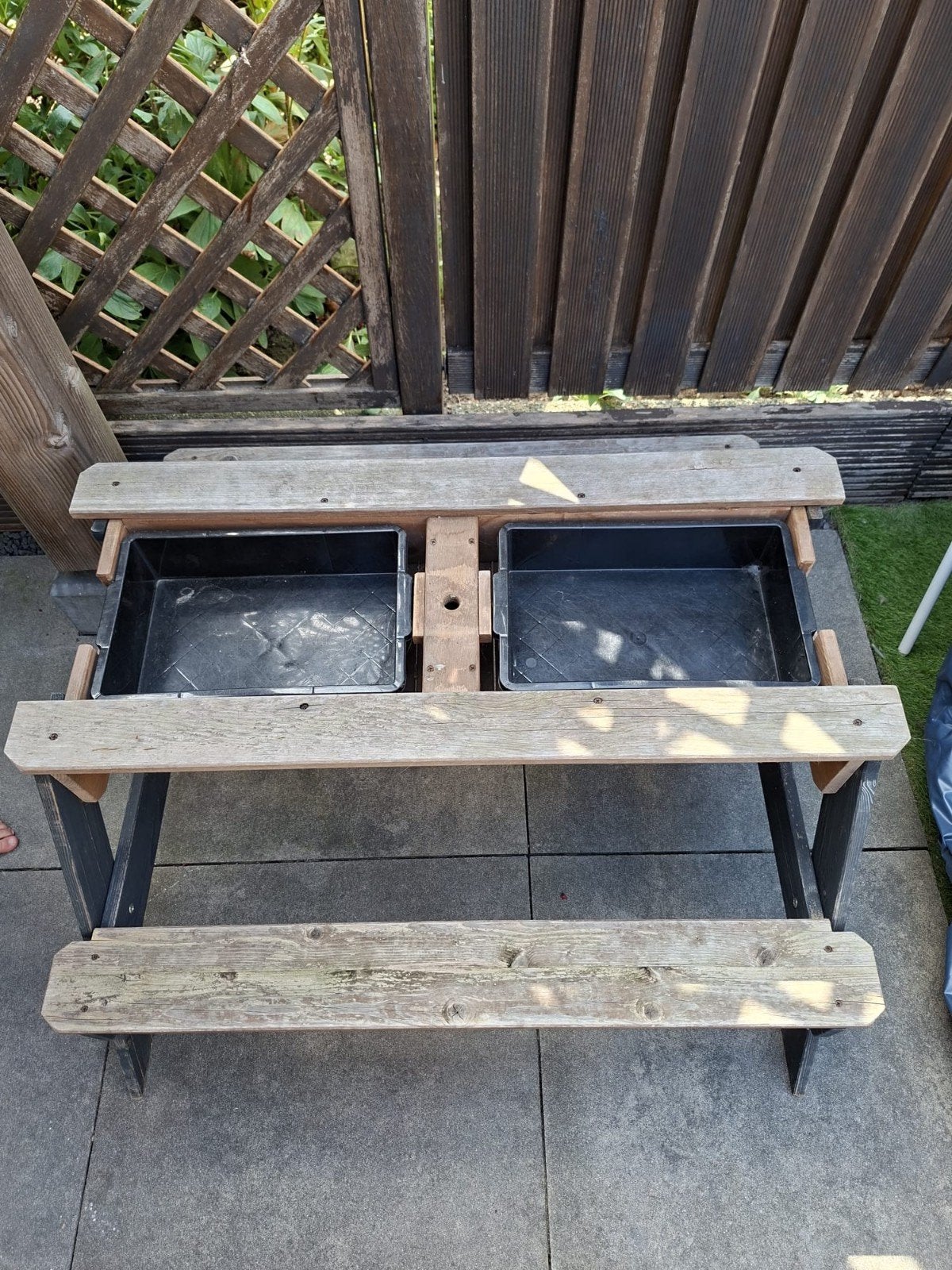 kinder picknick tafel met waterbakken, Ophalen, Rechthoekig, Hout