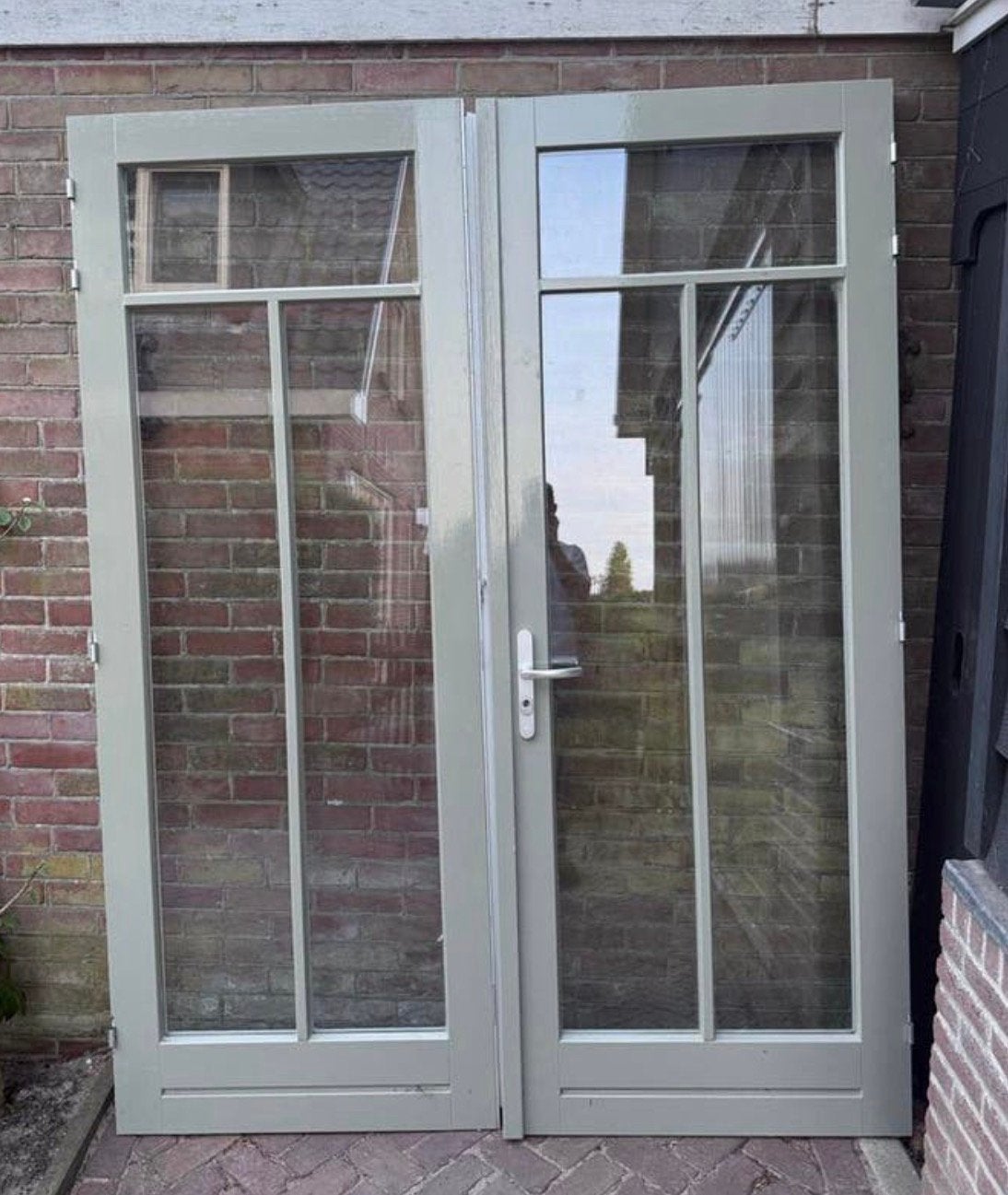 2 openslaande deuren zonder kozijn van Merbau/hardhout, Doe-het-zelf en Verbouw, Kozijnen en Schuifpuien, Overige typen, Zo goed als nieuw