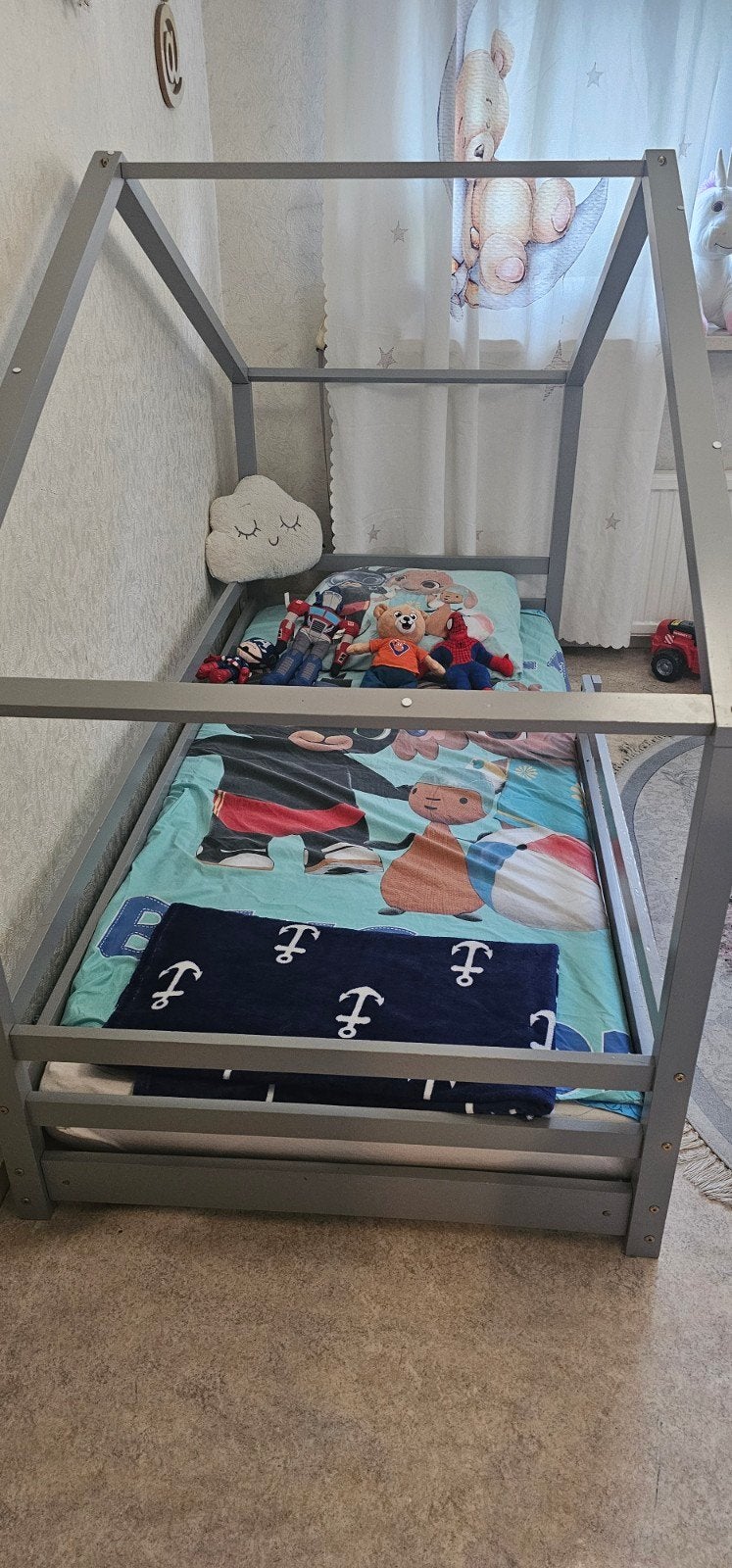 Huisbed voor kinderen - Grijs, 85 tot 100 cm, Gebruikt, 180 cm of meer, Ophalen