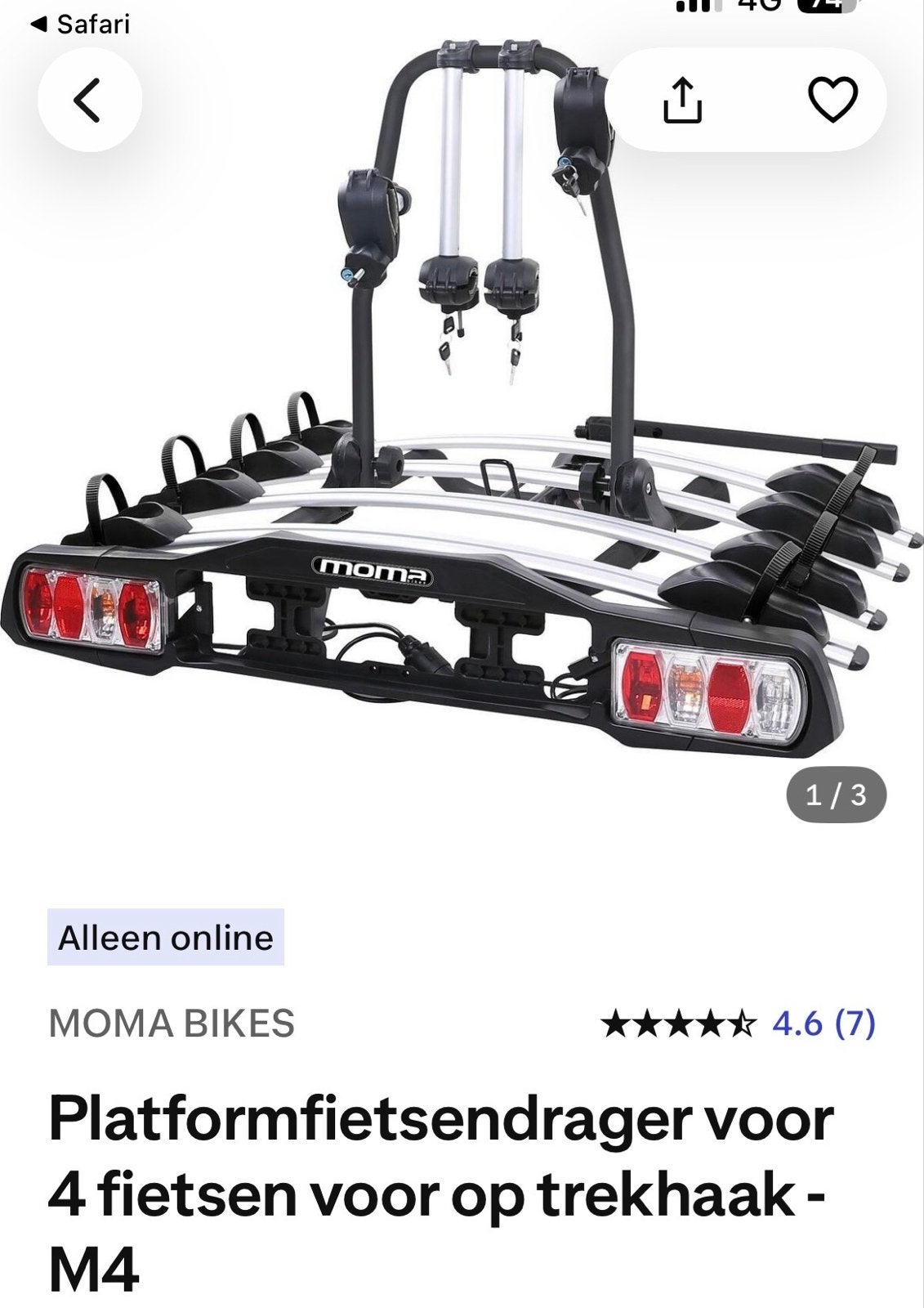 Moma fietsendrager voor 4 fietsen - Eenmalig gebruikt, Fietsen en Brommers, Ophalen, Zo goed als nieuw