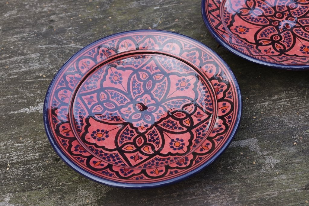 Set Marokkaanse borden, oudroze/paars, Ophalen, Gebruikt, Meerkleurig, Oosters