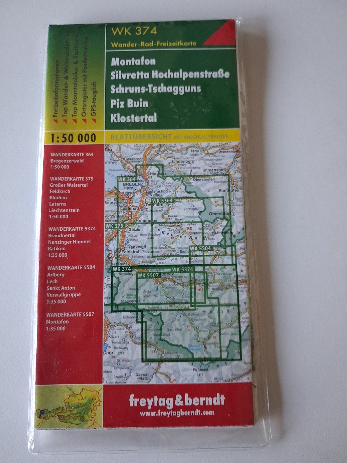 Freytag & Berndt WK 374 Montafon Silvretta Wandelkaart, Ophalen of Verzenden, Zo goed als nieuw