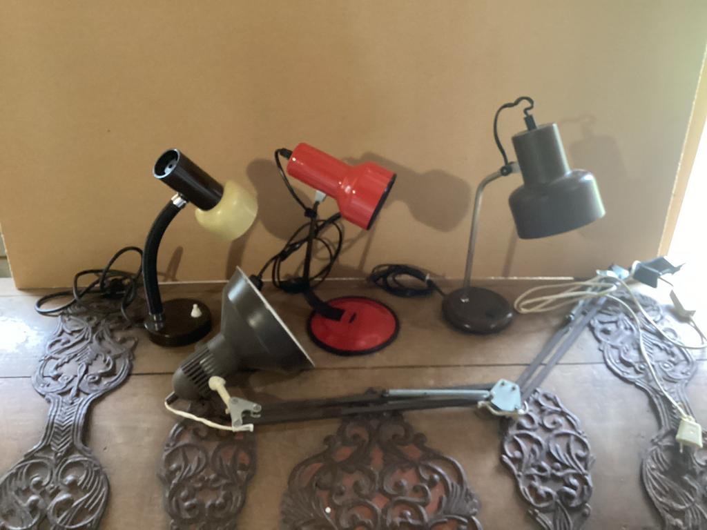 Vintage bureaulampen set - diverse modellen, Ophalen, Gebruikt, Metaal, 50 tot 75 cm
