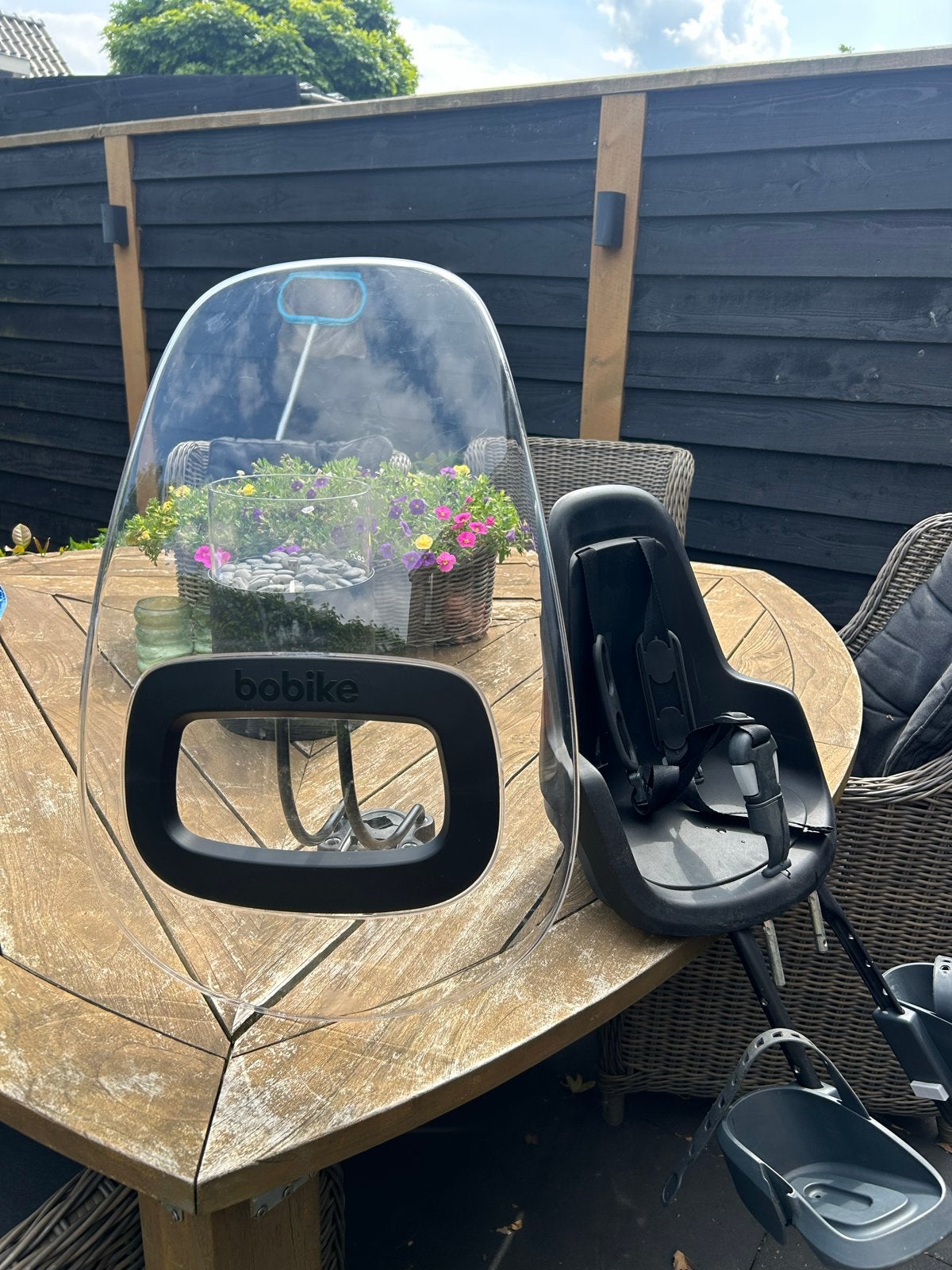 Bobike voorzitje met windscherm, Fietsen en Brommers, Fietsaccessoires | Fietsstoeltjes, Ophalen of Verzenden, Gebruikt, 0 t/m 13 kg