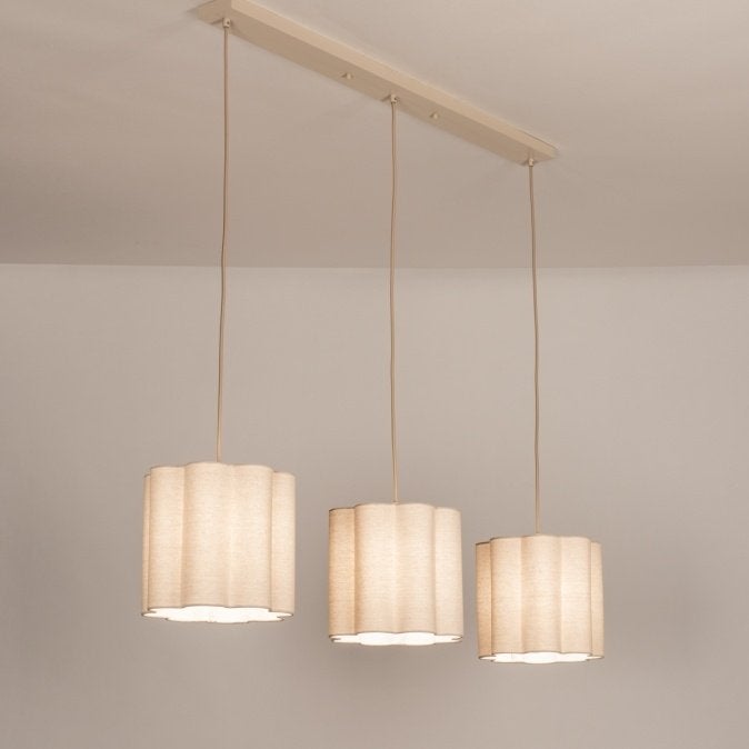 120cm hanglamp japandi Scandinavisch beige eettafel lamp, Ophalen of Verzenden, Nieuw, Hout