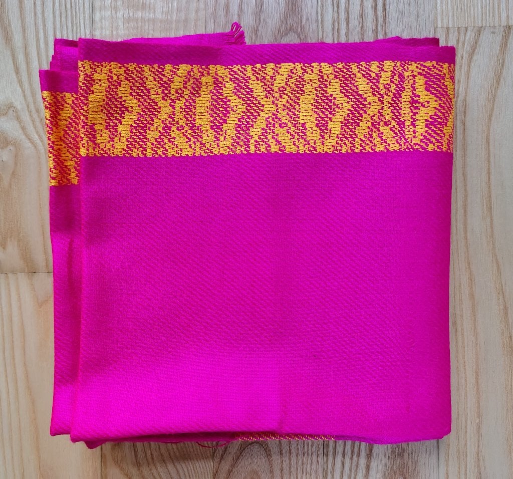 Stof India geweven katoen roze en gele rand 180x90 cm, 120 cm of meer, Nieuw, Ophalen of Verzenden, Katoen