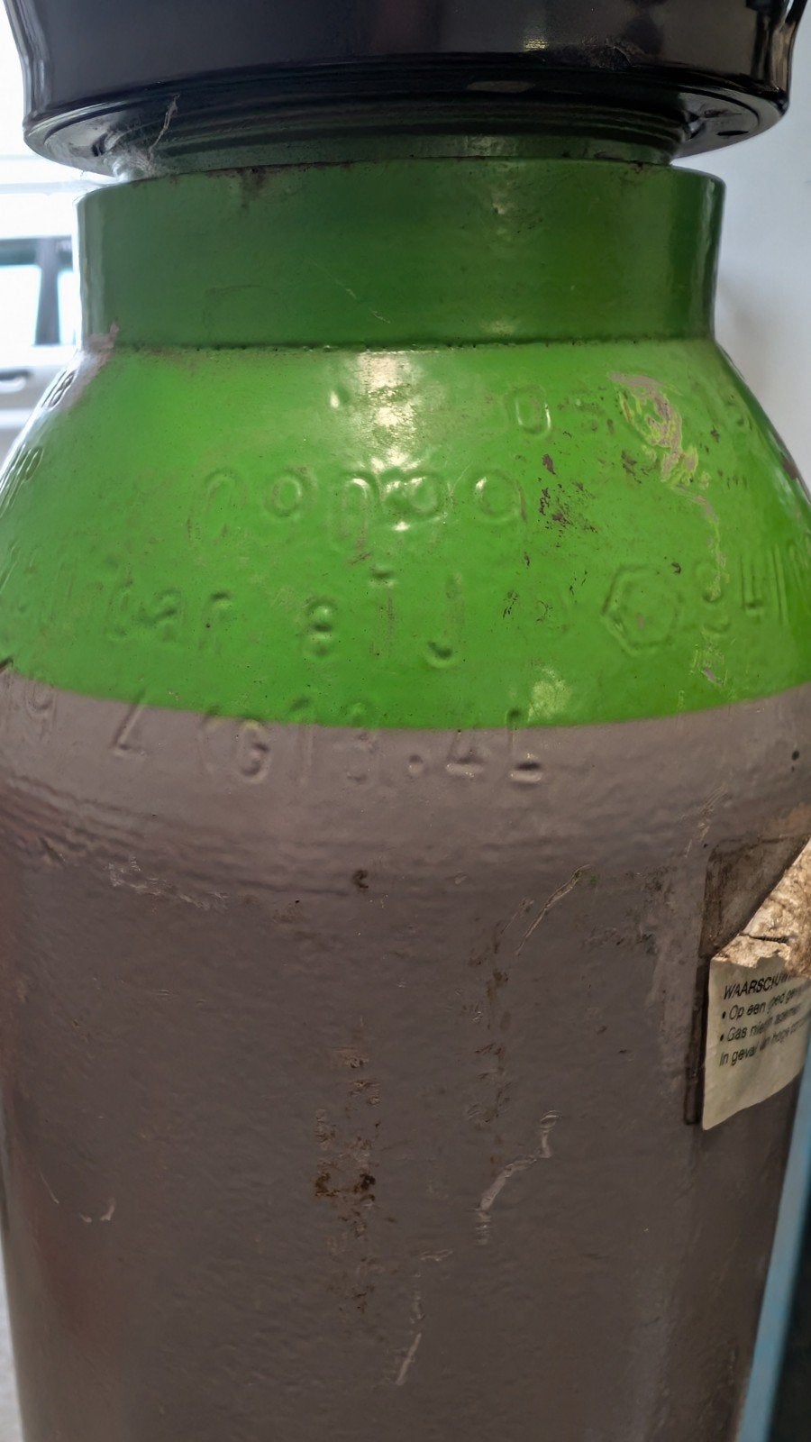 Menggas fles 13,4 liter met reduceerventiel, Ophalen, Gebruikt