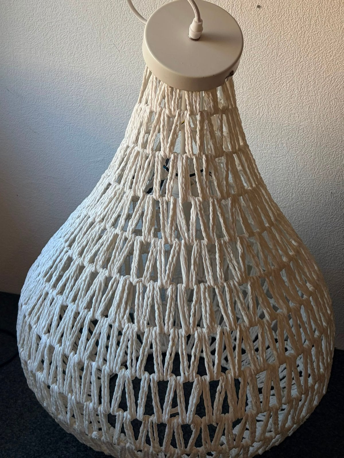 rieten hang lamp, Ophalen of Verzenden, Zo goed als nieuw, Rond