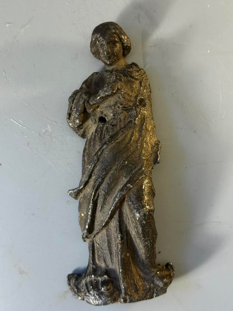 Antieke beeldje van tin of lood, Ophalen of Verzenden