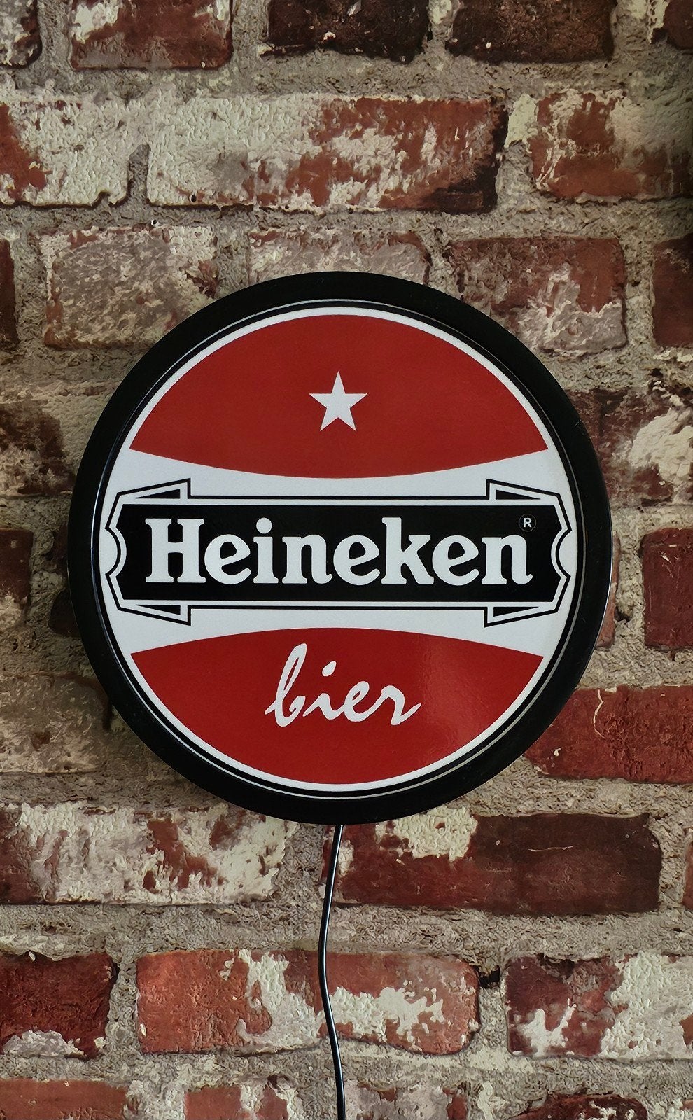 Heineken reclamebord met LED-verlichting - 20 cm, Ophalen of Verzenden, Reclamebord