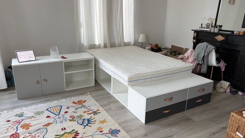 IKEA PLATSA bed met opbergruimte 140cm (moet tot zondag weg), Ophalen, Modern, modulaire, functioneel, ikea, Wit, 140 cm