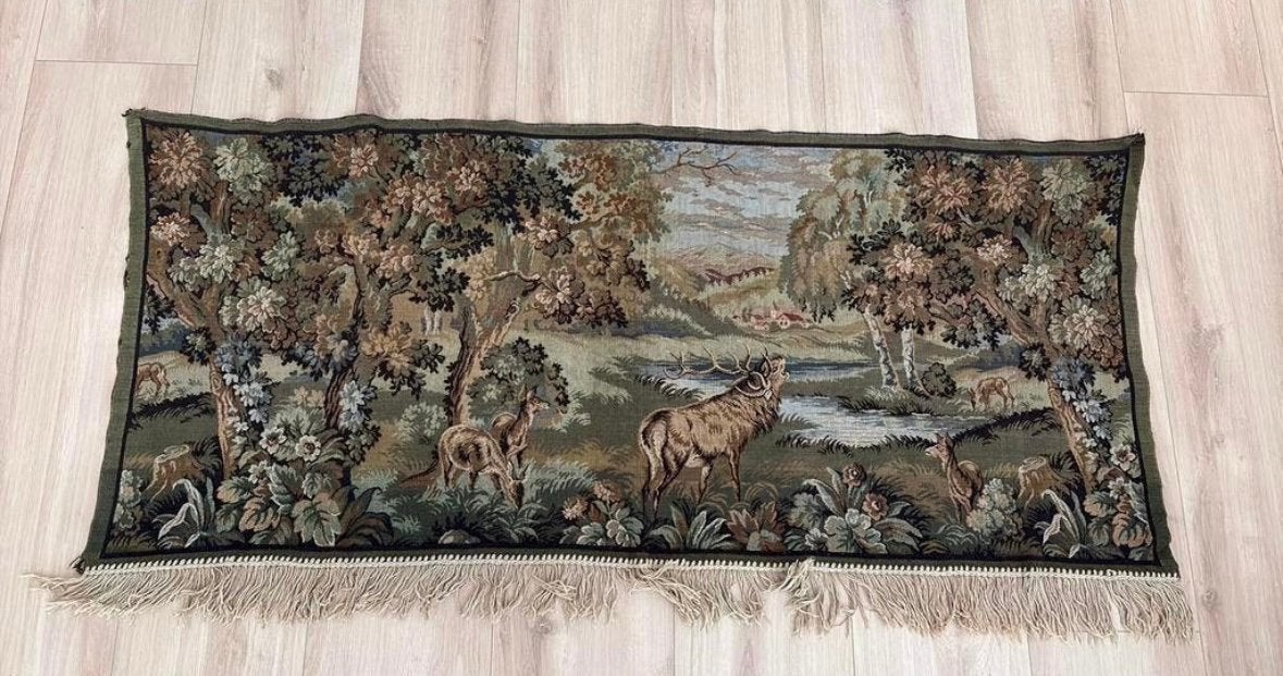 Vintage Gobelin Wandkleed, Ophalen, Rond, 200 cm of meer, 50 tot 100 cm