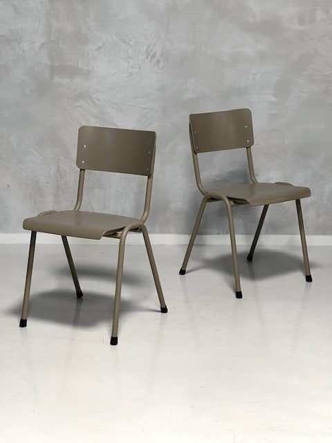 Retro eetkamerstoelen nieuw eettafelstoelen taupe prijs p/st, Huis en Inrichting, Stoelen, Nieuw, Vijf, Zes of meer stoelen, Kunststof
