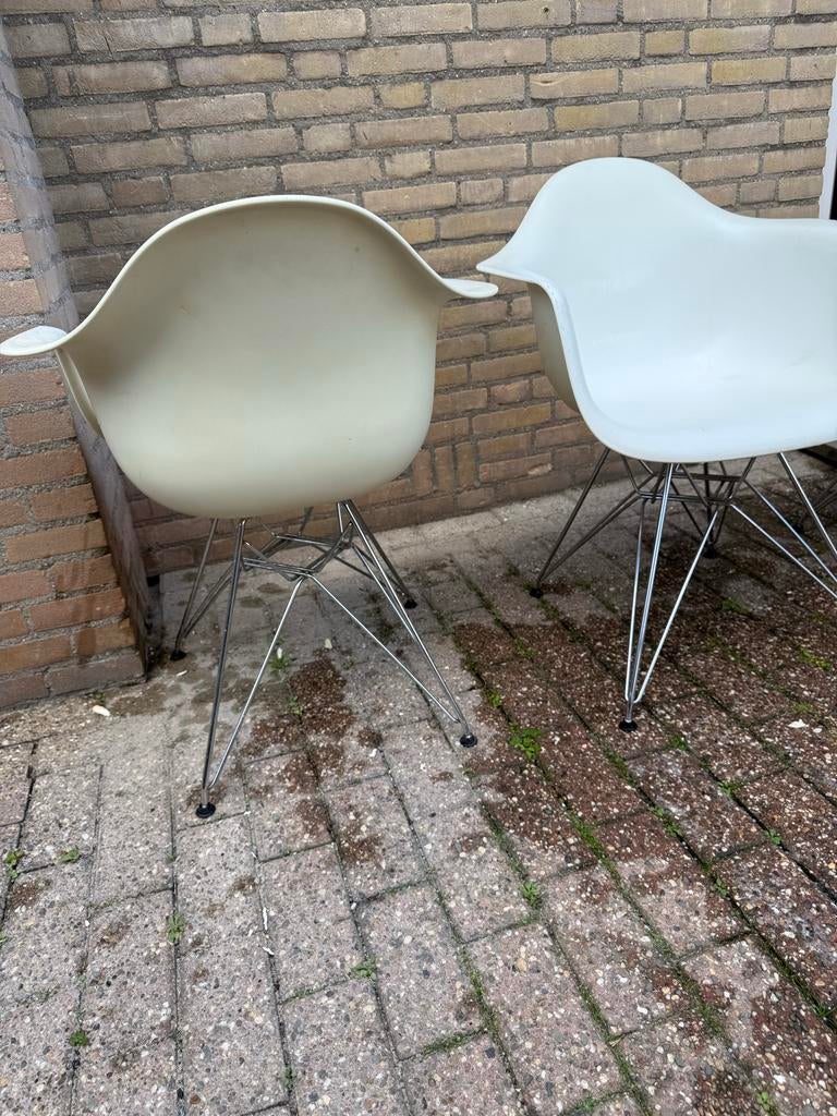 Set van 3 Eames DSW stoelen - Wit/Crème, Huis en Inrichting, Stoelen, Gebruikt, Drie, Kunststof, Wit, Ophalen of Verzenden