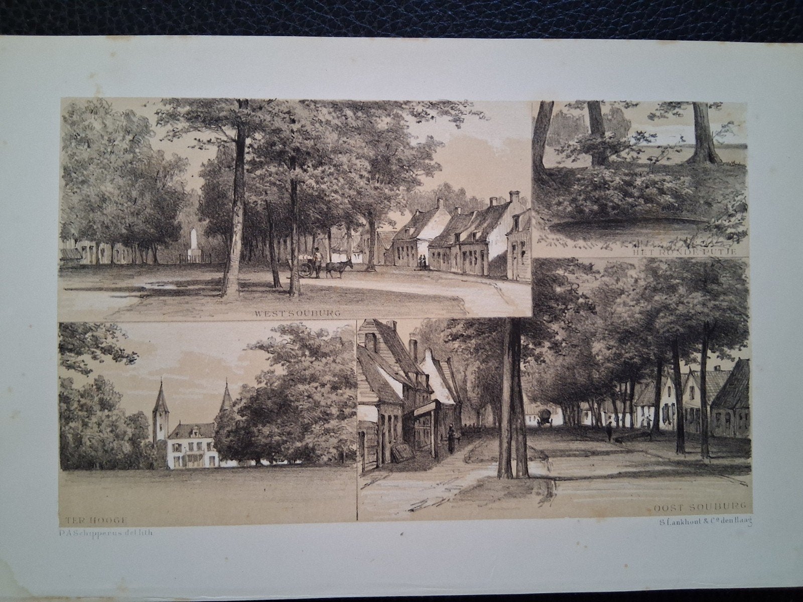 Antieke Lithografie: Zeeuwse Gezichten (ca. 1850), 1800 - 1899, Stadsgezicht, Ophalen of Verzenden, Origineel