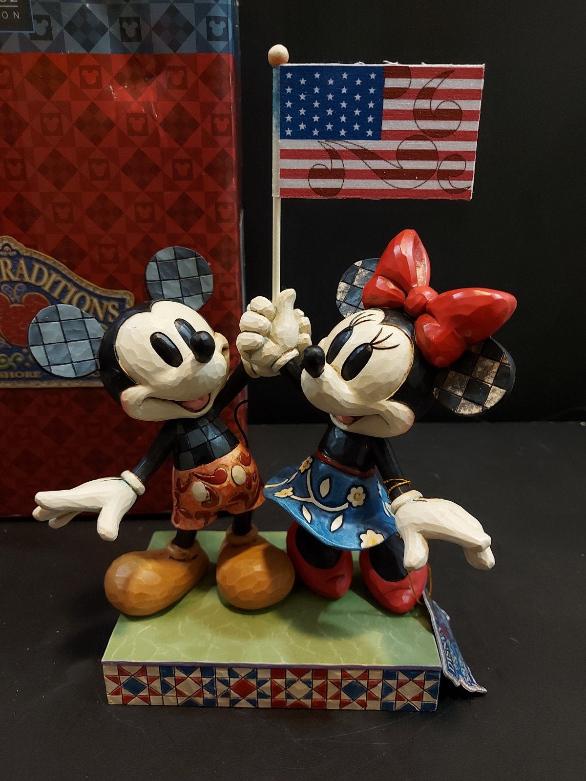 Jim Shore Retired Disney Traditions Mickey Mouse USA beeld, Ophalen, Mickey Mouse, Zo goed als nieuw, Beeldje of Figuurtje