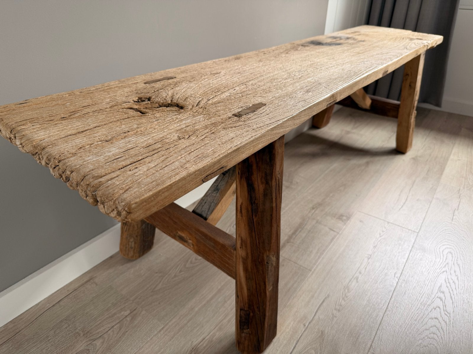 Robuuste houten bank - 173x37cm, Ophalen