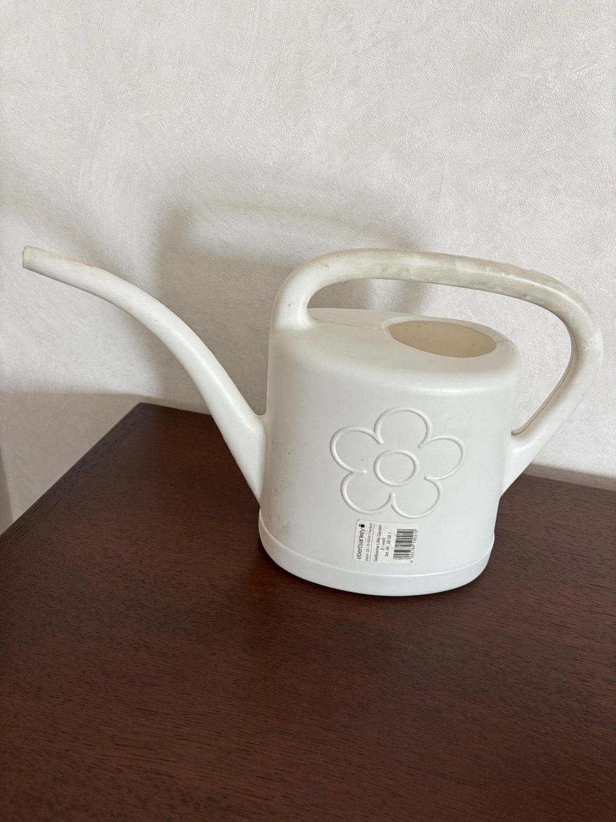 Witte gieter met bloemmotief, Ophalen of Verzenden, Gebruikt, Kunststof