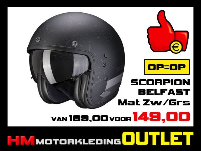 Motorhelm Scorpion Belfast Swift - Mat Zwart Grijs L 60, Info@huybersmotoren.nl, HM - Sale, Kinderen, Ophalen