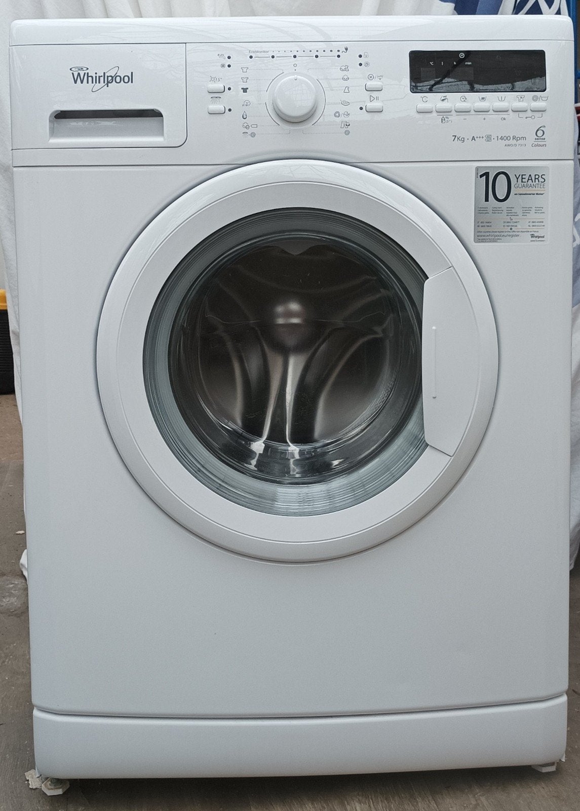 Whirlpool AWO/D 7313 Wasmachine A+++ 7kg 6th Sense, 6 tot 8 kg, Ophalen, 1200 tot 1600 toeren, 85 tot 90 cm