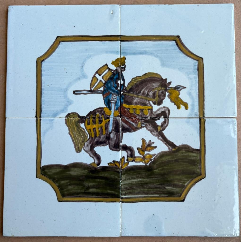 Tegeltableau, ridder te paard, firma Doting, Workum, Ophalen of Verzenden