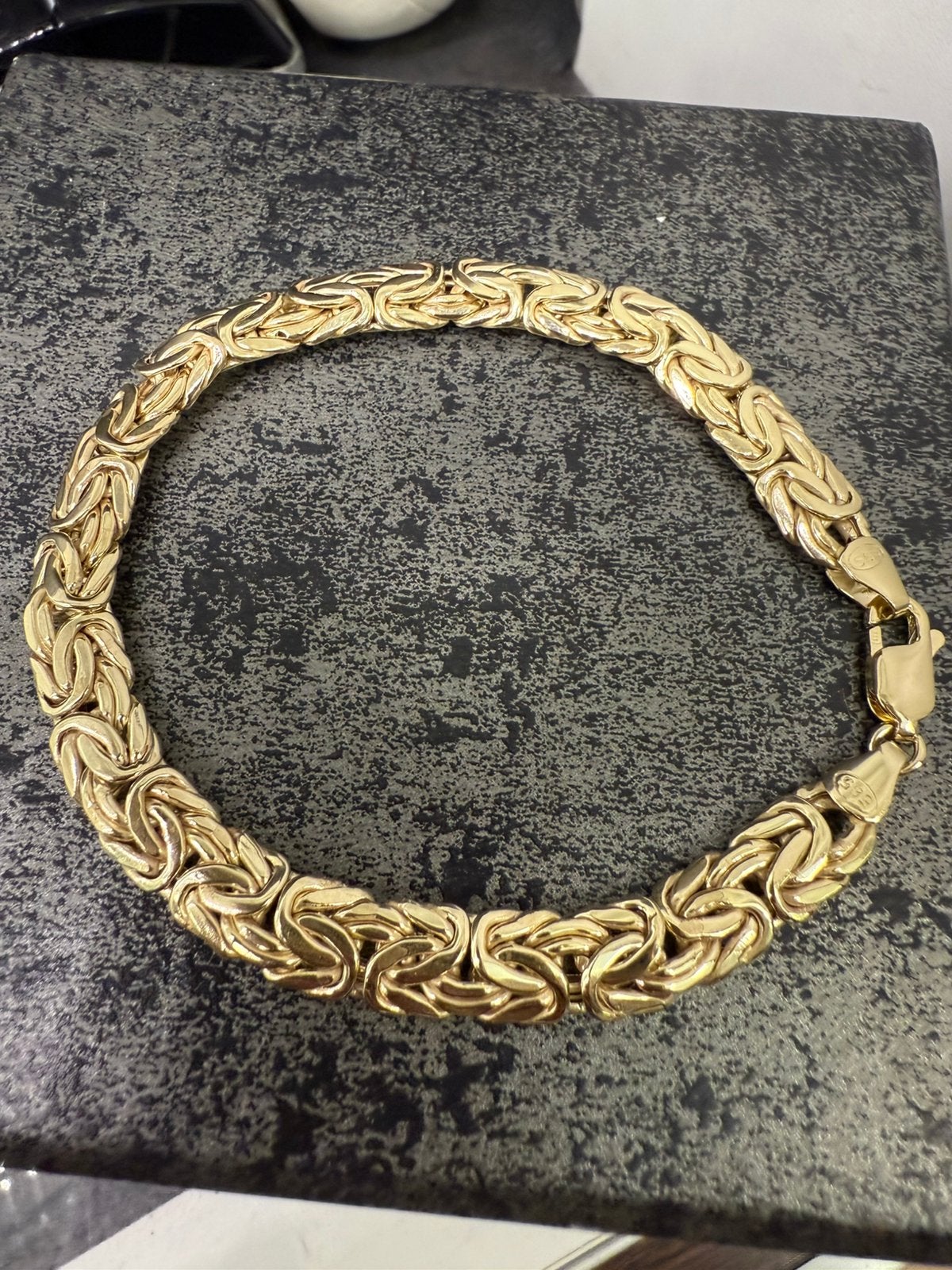 14k gouden platte koningsarmband, Sieraden, Tassen en Uiterlijk, Armbanden, Ophalen of Verzenden, Nieuw, Goud, Goud