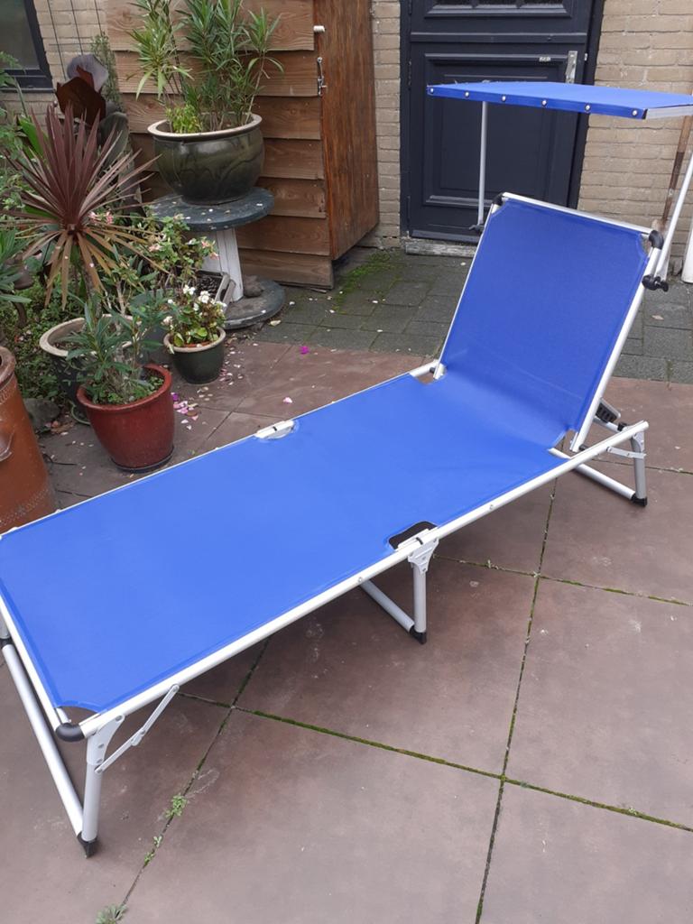 Ligbed met zonnedak nieuw!, Tuin en Terras, Ophalen, Nieuw, Aluminium