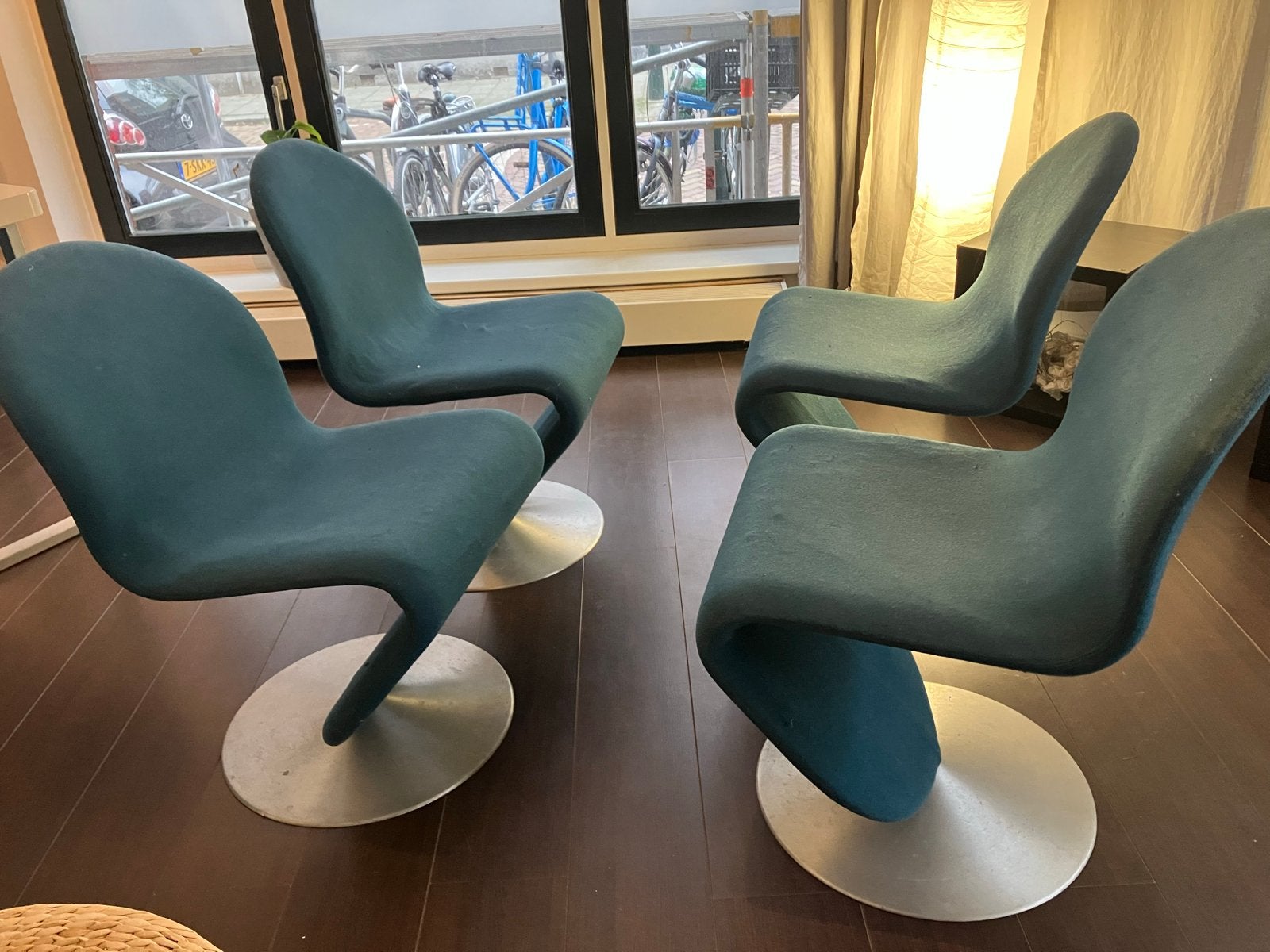 Verner Panton stoelen (4 stuks) - Vintage design, Ophalen, Gebruikt, Overige kleuren, Vier