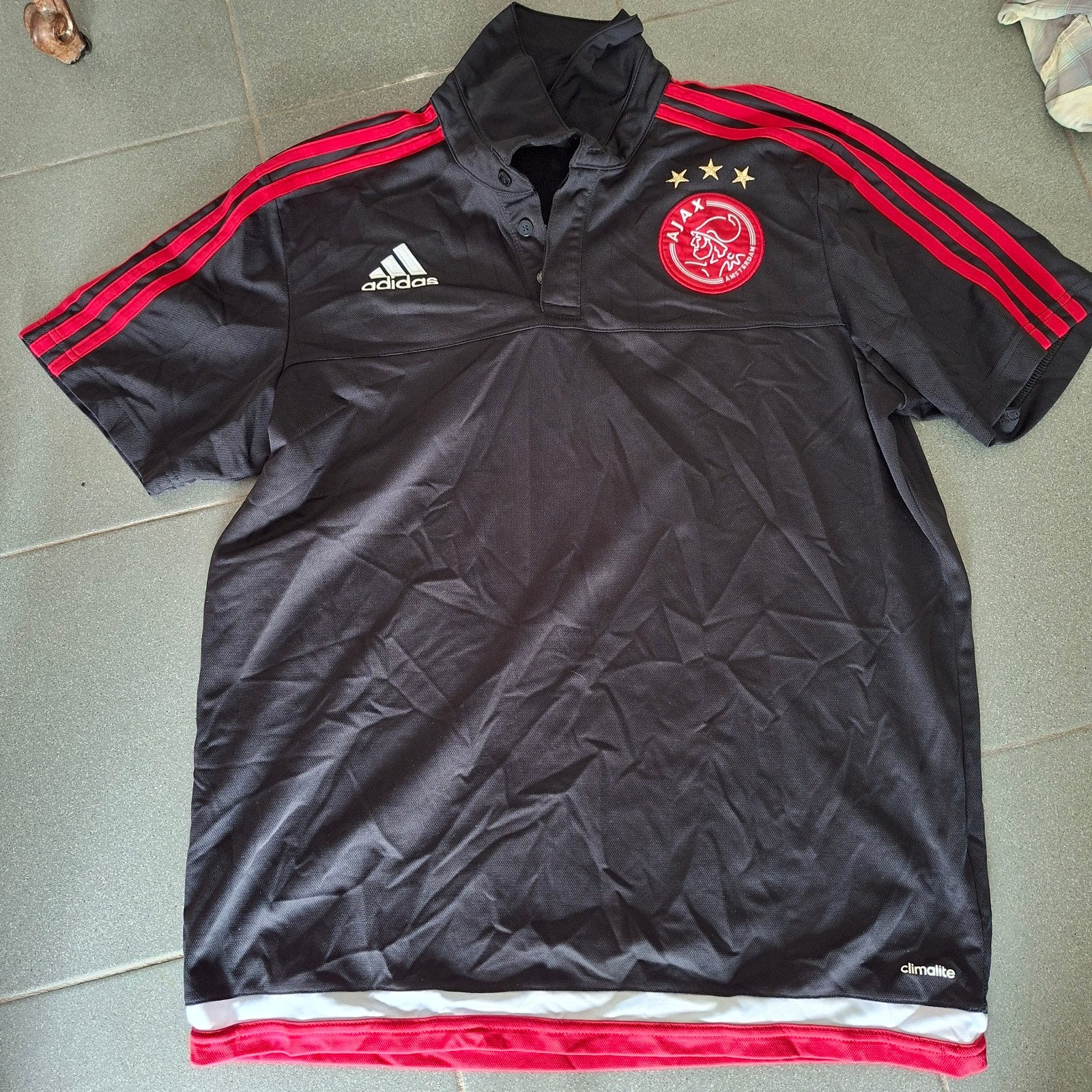 Ajax Adidas Polo Shirt Maat L seiz 2015 2016, Maat 52/54 (L), Zwart, Ophalen of Verzenden, Zo goed als nieuw