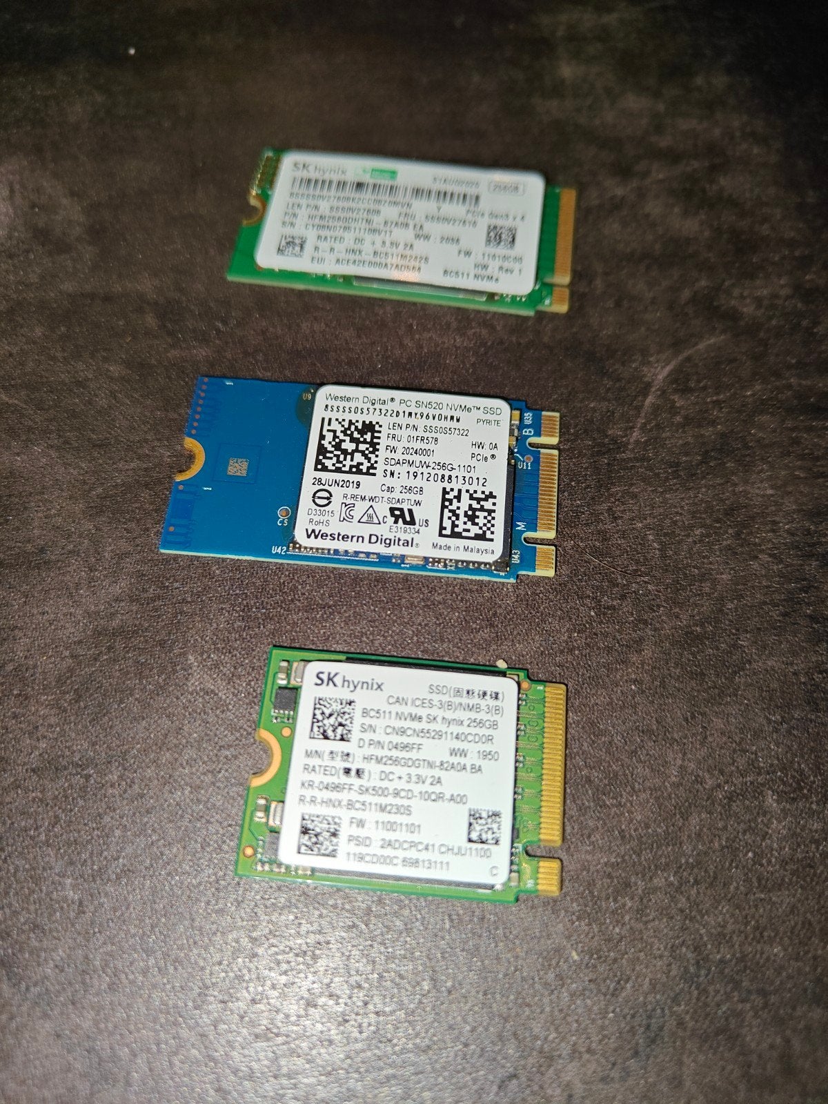 3 stuks PC SN520 NVMe SSD 256 GB, Intern, Gebruikt, SSD, 256 GB