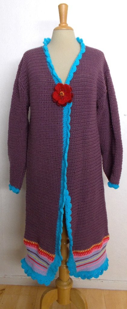 Handmade apart paars granny/hippie lang vest! L/XL, Verzenden, Nieuw, Maat 42/44 (L), Paars