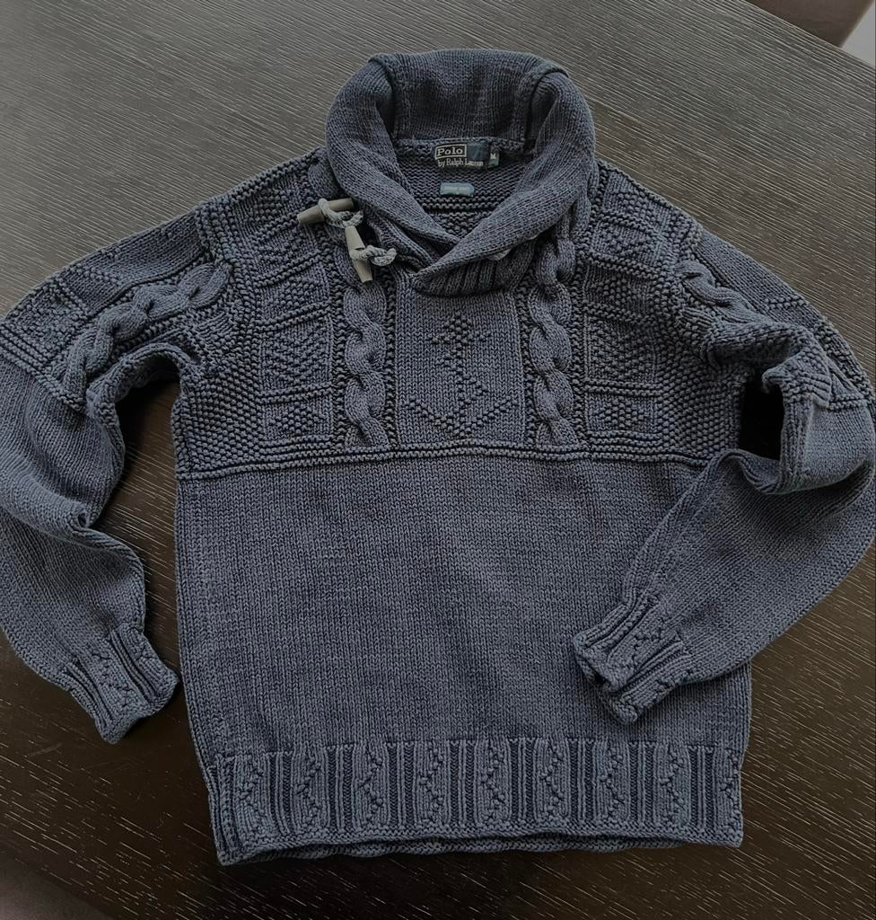 Polo Ralph Lauren handgebreide katoenen trui M, Ophalen of Verzenden, Zo goed als nieuw, Maat 48/50 (M), Blauw