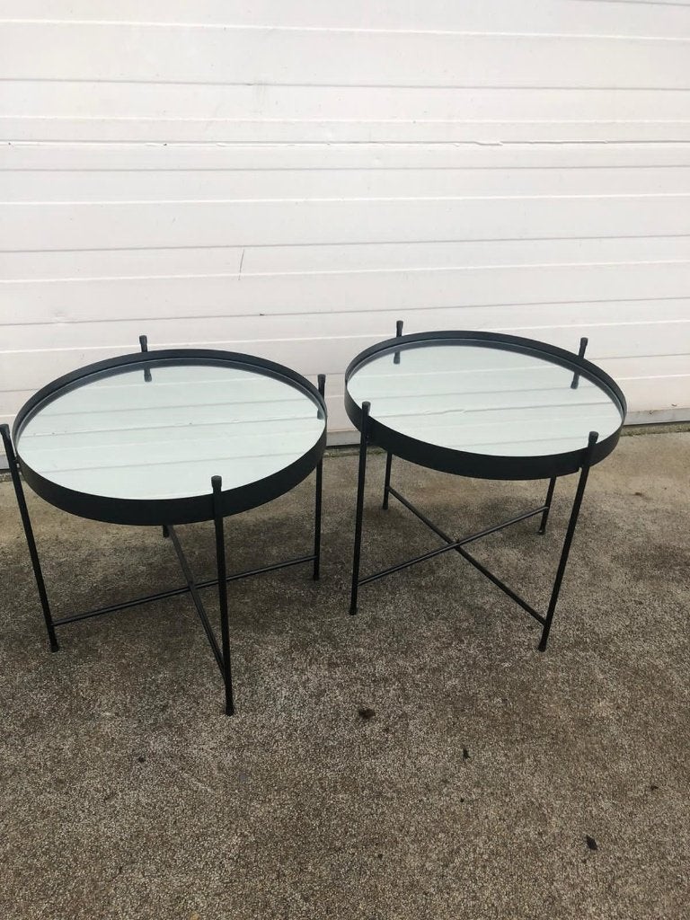 Salontafel bijzettafel rond 45 cm 3 stuks zwart met spiegel, Huis en Inrichting, Tafels | Bijzettafels, Ophalen, Minder dan 45 cm