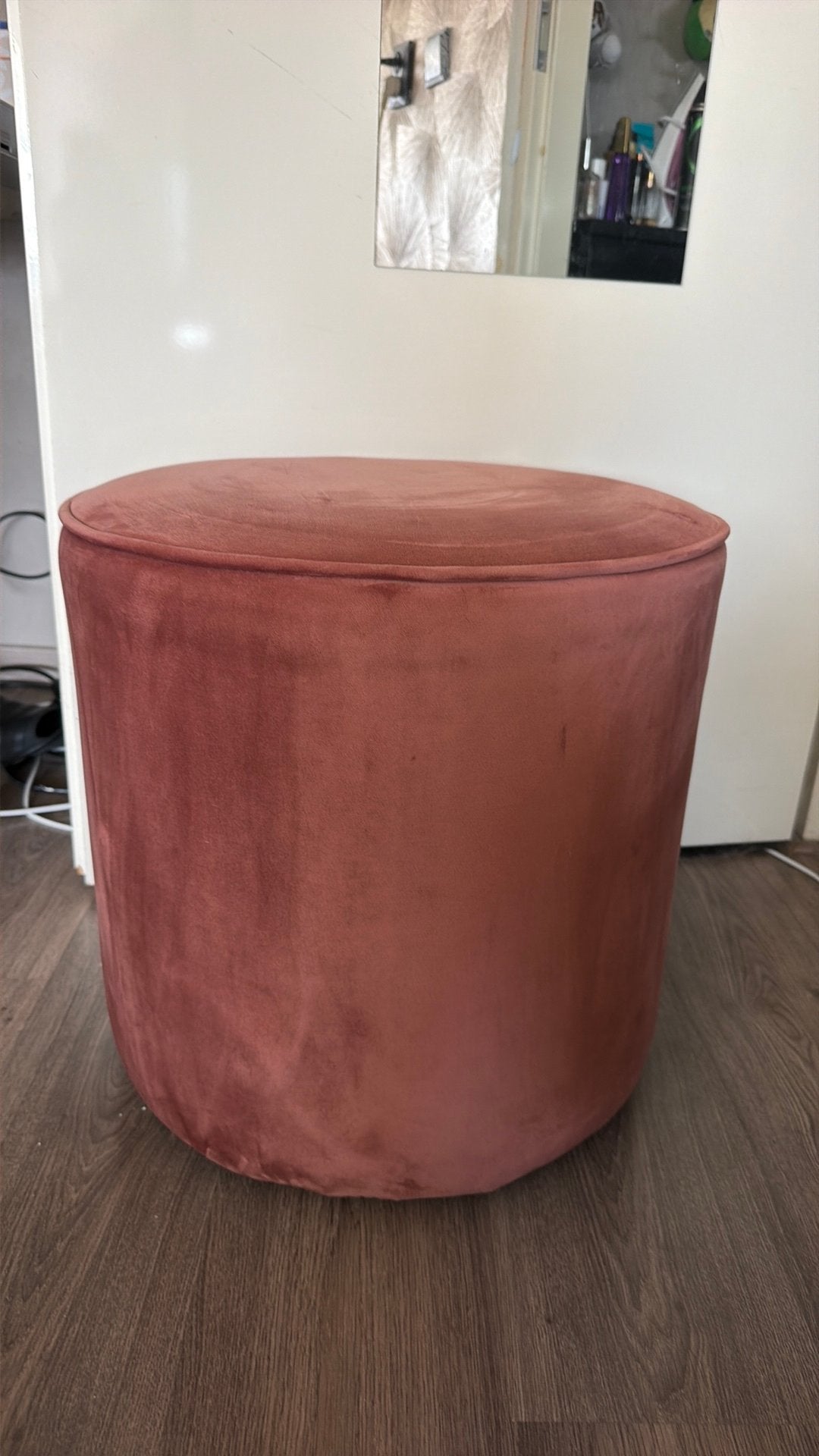 Fluwelen roze poef, Overige materialen, Minder dan 50 cm, Gebruikt, Rond