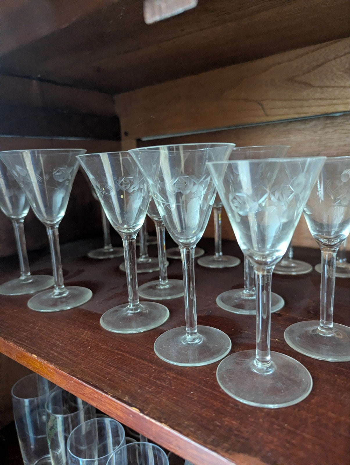 OUD FIJN-geslepen gegraveerd GLAS servies, Ophalen, Gebruikt, Overige typen