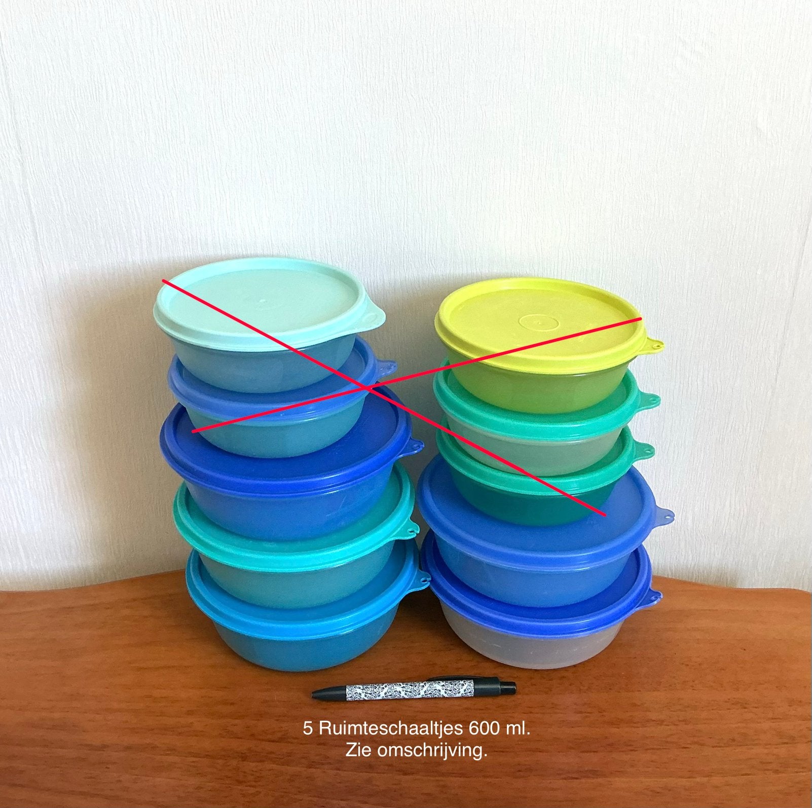Tupperware 5 Ruimteschaaltjes inhoud: 600 ml. Gereserveerd., Ophalen of Verzenden