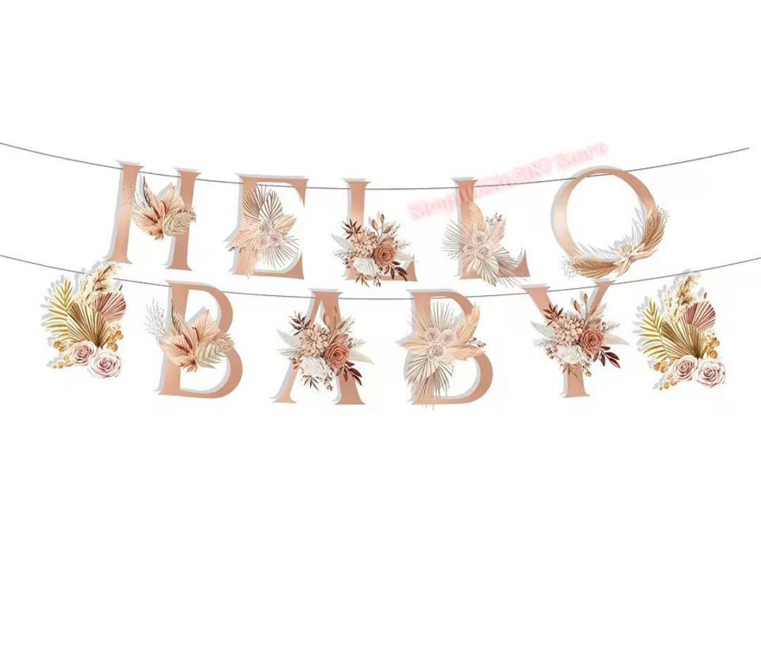 Hello Baby Slinger - Boho Stijl Decoratie voor Babyshower, Ophalen, Nieuw, Versiering, Geboorte of Huwelijk